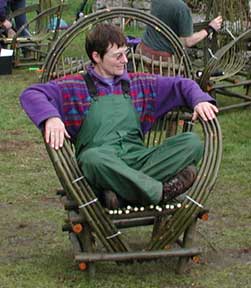 Judy Zugish in completed bentwood chair
