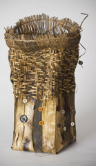 Judy Zugish sculptural basketry - Grandmother's Buttons Made Me Dance
